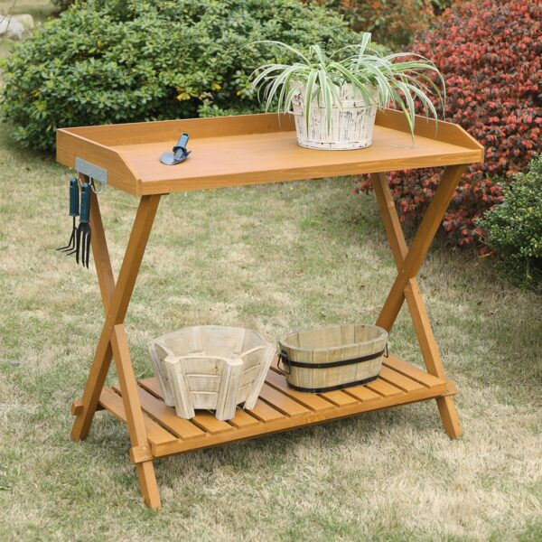Outdoor Garden Table Potting Bench with Slatted Bottom - Image 3