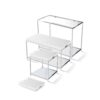Modern Chrome Metal Coffee Table with 2 White Removable Trays - Image 3