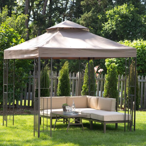 8 x 8-Ft Steel Frame Gazebo with Outdoor Weather Resistant Top Vent Canopy - Image 2