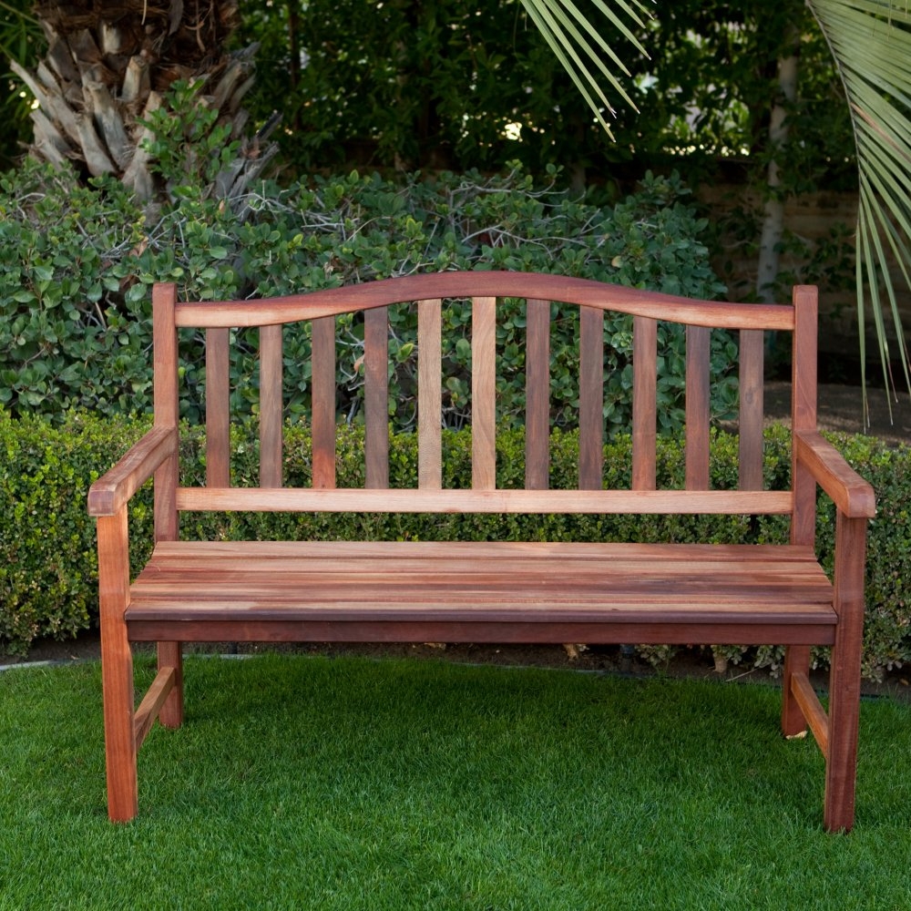 4-Ft Wood Garden Bench with Curved Arched Back and Armrests - Image 2