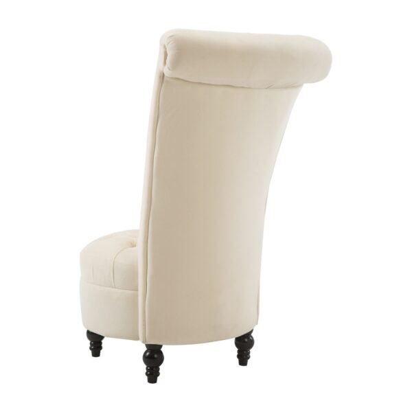 Cream Tufted High Back Plush Velvet Upholstered Accent Low Profile Chair - Image 4