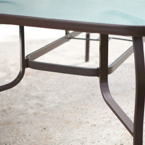 Rectangular Glass Top Patio Dining Table with Mocha Brown Frame 72 x 42 inch - Image 2