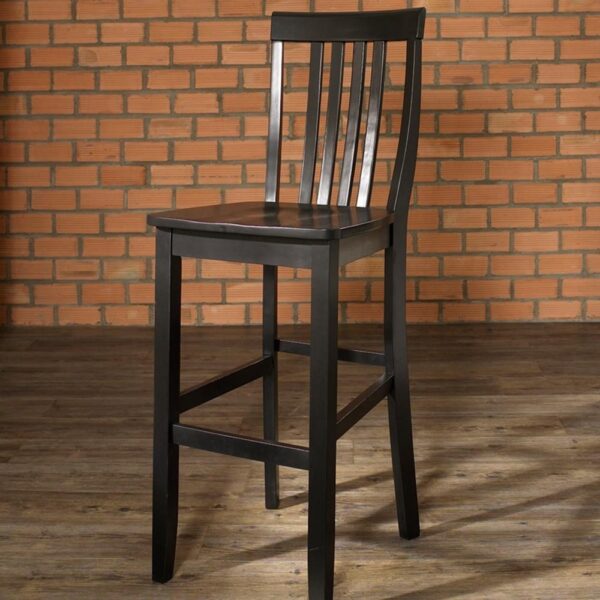 Set of 2 - Solid Hardwood 30-inch BarStool in Classic Black Finish Wood - Image 2