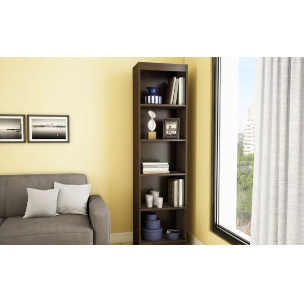 Chocolate Brown Wood Finish 71-inch Tall 5-Shelf Bookcase - Image 2