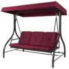 Burgundy Outdoor Patio Deck Porch Canopy Swing with Cushions - Image 2