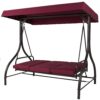 Burgundy Outdoor Patio Deck Porch Canopy Swing with Cushions - Image 3