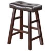 Set of 2 - 24-inch Dark Cherry Counter Stools with Faux Leather Seat - Image 2