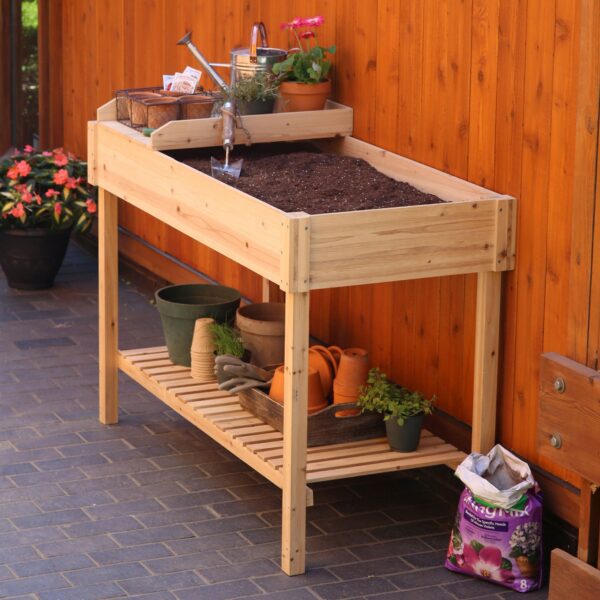 Potting Bench Garden Planting Table in Unfinished Cedar Wood - Image 2