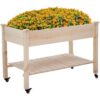 2ft x 4ft Outdoor Solid Fir Wood Raised Garden Bed Planter Box on Locking Wheels - Image 2