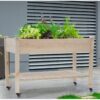 2ft x 4ft Outdoor Solid Fir Wood Raised Garden Bed Planter Box on Locking Wheels - Image 3