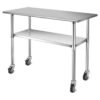 Stainless Steel 4ft x 2ft Kitchen Cart Table on Wheels with Adjustable Shelf - Image 4