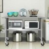 Stainless Steel 4ft x 2ft Kitchen Cart Table on Wheels with Adjustable Shelf - Image 5
