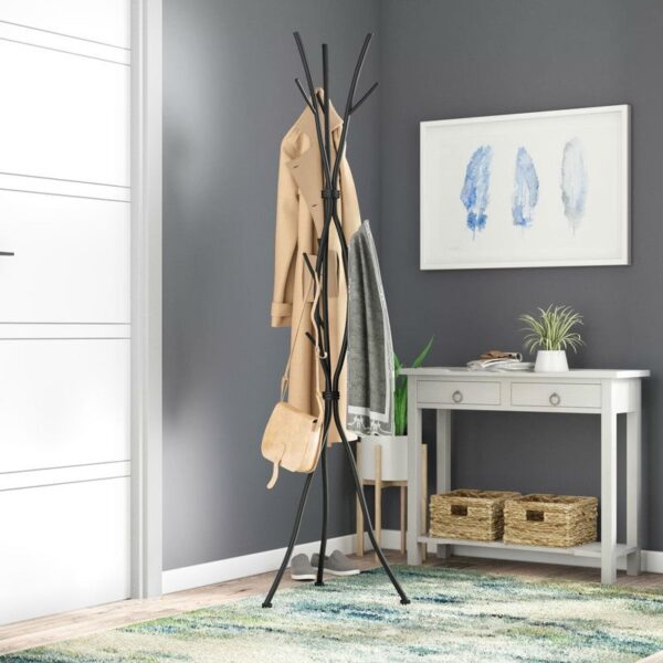 Metal Tree Branch Style Coat Rack with Multiple Hooks in Black - Image 2