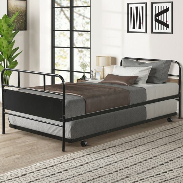 Farmhouse Twin Platform Daybed Guest with Trundle Frame Set - Image 4