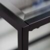 Black Steel Frame Console Table with Tempered Glass Top and Mirror Shelf - Image 3