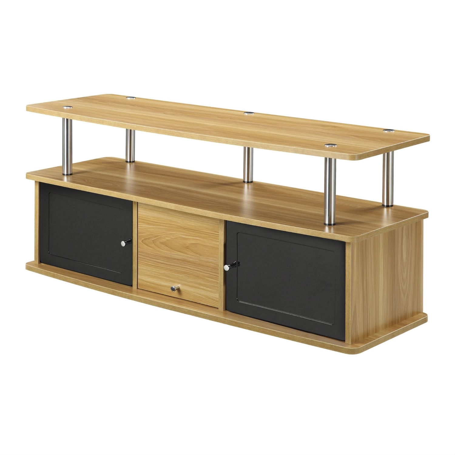 Modern 50-inch TV Stand in Light Oak / Black Wood Finish - Image 2