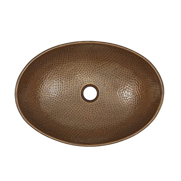 Hammered Copper Bath Vessel Sink Oval 19 x 14 inch - Image 2
