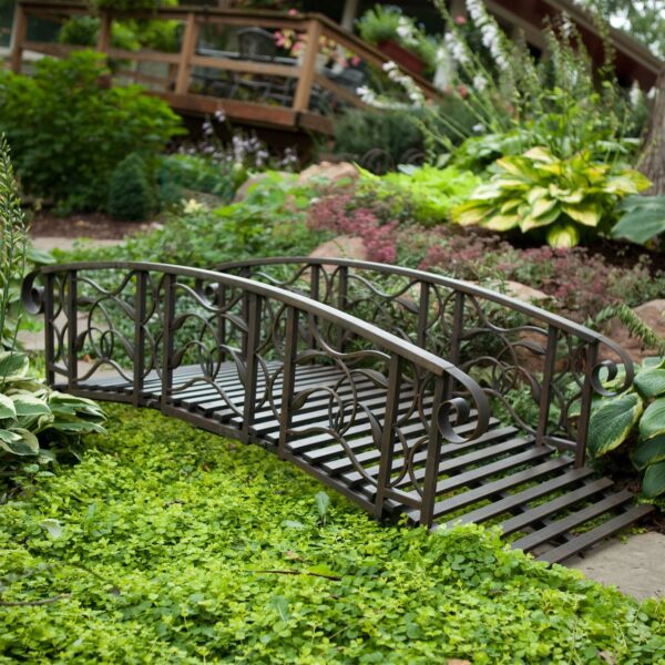 6-Ft Metal Garden Bridge in Weathered Black Finish - Image 2