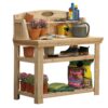 Natural Cedar Wood Potting Bench Garden Work Table with Shelves - Image 2