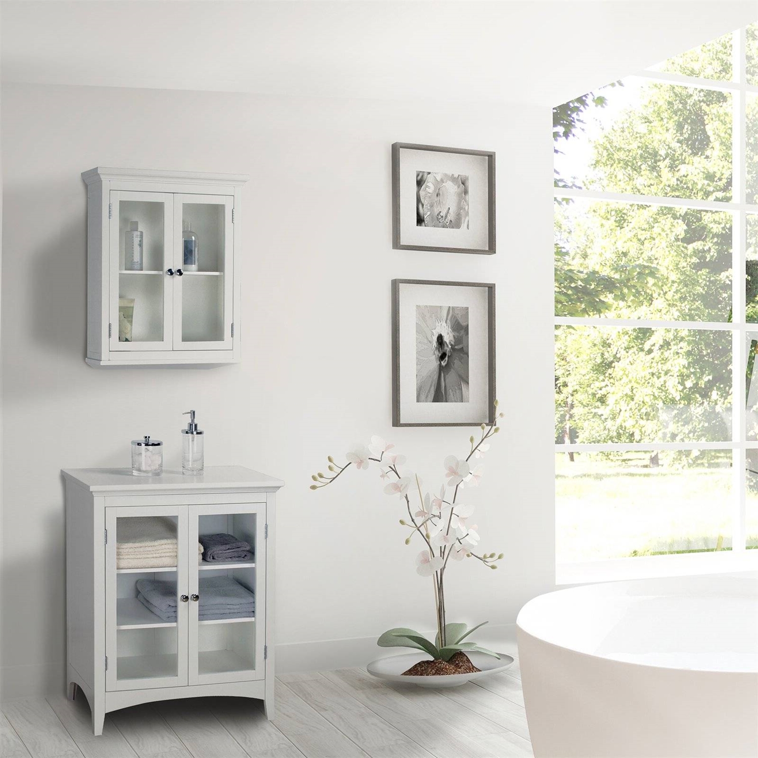 Classic 2-Door Bathroom Wall Cabinet in White Finish - Image 3