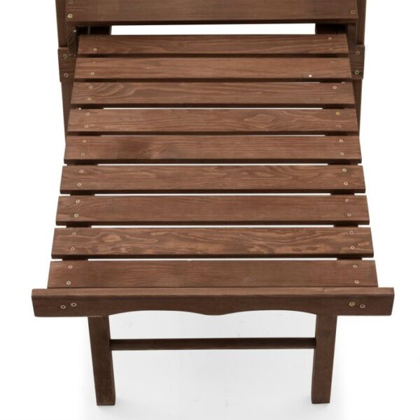Dark Brown Wood Outdoor Adirondack Chair with Retractable Footrest Ottoman - Image 3