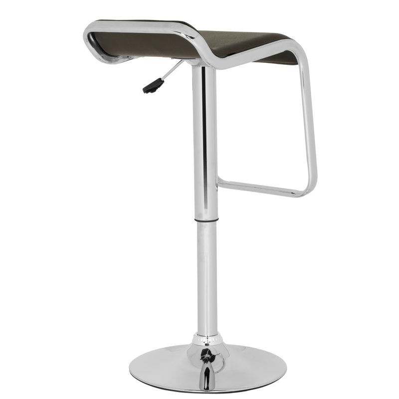 Modern Adjustable Height Bar Stool with Brown Faux Leather Swivel Seat - Image 4