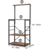 Black Metal 4-Shelf Rustic Brown Wood Kitchen Baker's Rack Microwave Stand - Image 5