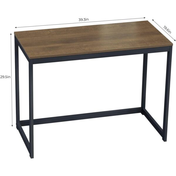 Small Home Office Modern Laptop Computer Desk Table Metal Frame Brown Wood Top - Image 4