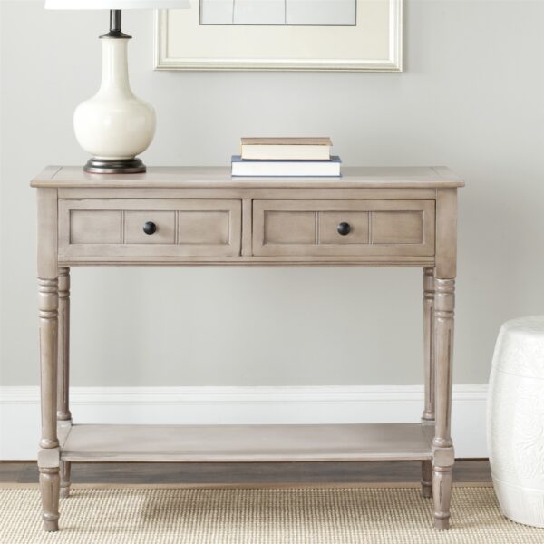 Console Accent Table Traditional Style Sofa Table in Distressed Cream - Image 3