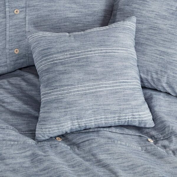 Full / Queen size 5-Piece Cotton Farmhouse Blue Comforter Set - Image 5