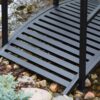 Contemporary Outdoor 4-Ft Metal Garden Bridge in Black Steel with Side Rails - Image 2