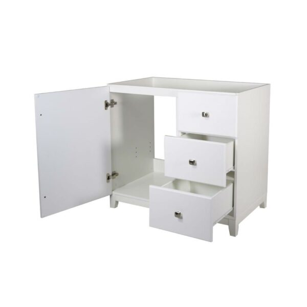 White Bathroom Vanity Cabinet 30 x 21 inch with Nickel Hardware - Image 2
