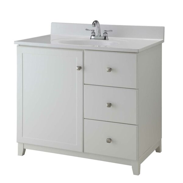 White Bathroom Vanity Cabinet 30 x 21 inch with Nickel Hardware - Image 3