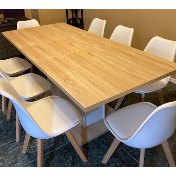 Set of 4 Modern White Shell Dining Chair Upholstered Padded Seat w/ Beechwood  Legs - Image 5