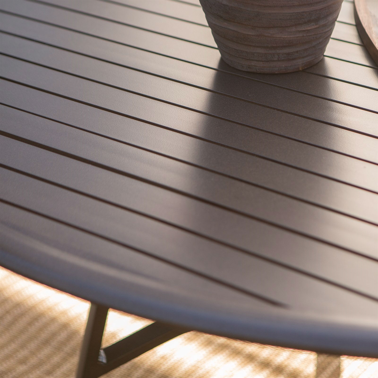 Round 51-inch Modern Patio Dining Table with Center Umbrella Hole - Image 2