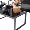 4 Piece Black / Gray Complete Patio Rattan Set with Matching Table - Image 4