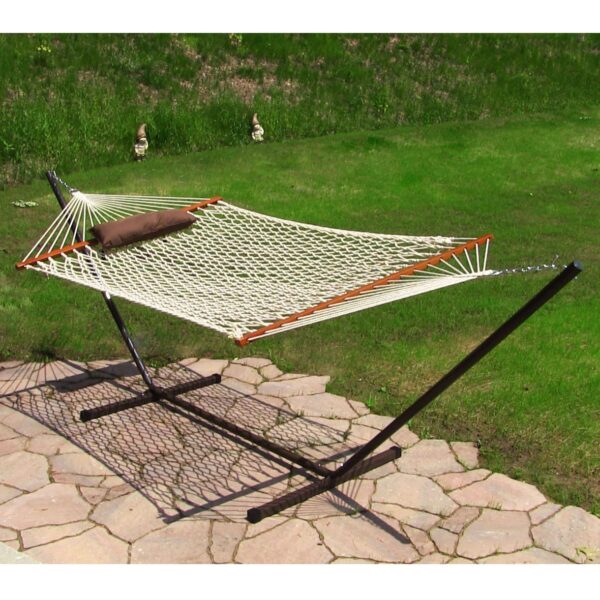Rope Hammock Set with Stand Pad and Pillow 55 x 144-inch - Desert Stripe - Image 2