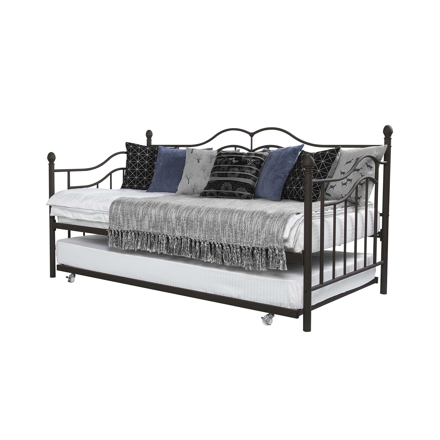 Twin size Daybeds with Trundle Bed in Brushed Bronze Metal Finish - Image 2