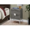 24in Modern 2 Drawer End Table Night Stand Wood Chrome Legs Dark Taupe - Image 3