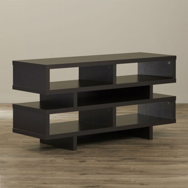 Modern TV Stand Entertainment Center in Dark Brown Cappuccino Wood Finish - Image 2