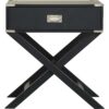 Dark Grey Black 1-Drawer End Table Nightstand with Modern Classic X Style Legs - Image 4