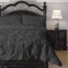 Queen size 4-Piece Charcoal Microfiber Comforter Set w/ Pinch Pleat Puckering