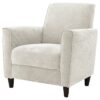Contemporary Upholstered Arm Chair with Espresso Wood Legs in Ivory