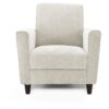 Contemporary Upholstered Arm Chair with Espresso Wood Legs in Ivory - Image 2