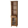 Oak Finish Bathroom Linen Tower Storage Cabinet with Shelves - Image 2