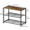 2-Shelf Entryway Shoe Rack Bench with Black Metal Frame and Brown Wood Top - Image 5
