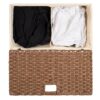 Folding 2-Bin Brown PE Wicker Linen Liner Laundry Hamper w/ Handles - Image 4