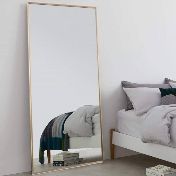 Freestanding Full Length Floor Mirror with Stand or Wall Mount with Gold Frame - Image 3