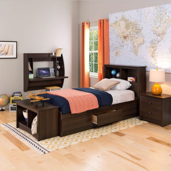 Wall Mount Space Saving Modern Laptop Computer Desk in Espresso - Image 3