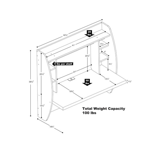Wall Mount Space Saving Modern Laptop Computer Desk in Espresso - Image 4